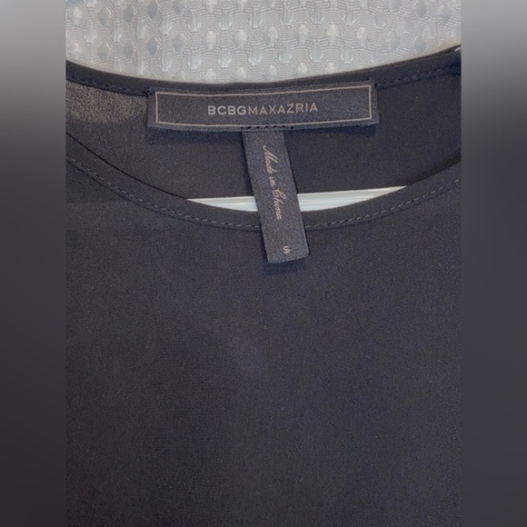 Women’s BCBG asymmetric‎ chic black semi sheer long sleeved blouse size small - Picture 5 of 13